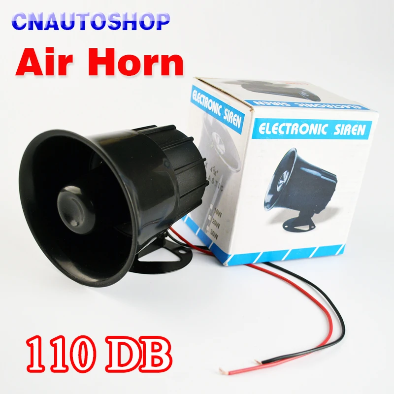 Бегемот громкий 12 В в 110dB Air Horn Улитка комплект 6 тон Черный Сирена Рога 30 Вт для
