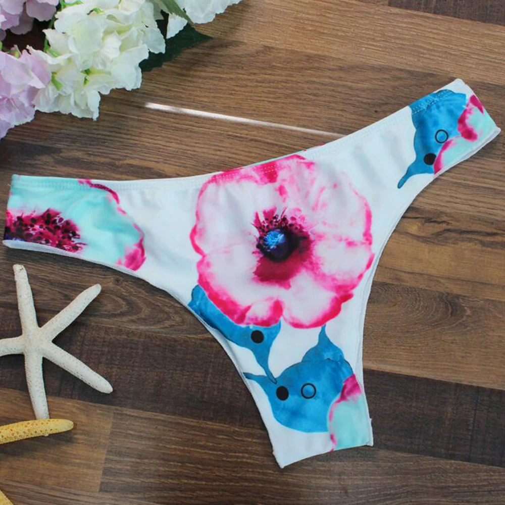 Цветочные Бикини Холтер Шеи Женщин Купальники Бразильские Танга Купальник