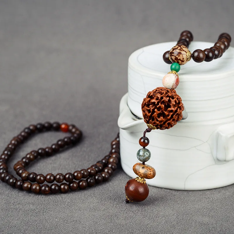 Sennier этническое ожерелье Rudraksha s деревянные бусины винтажный ручной свитер с веревкой цепочка женское ожерелье с подвеской ювелирные изделия подарок дропшиппинг