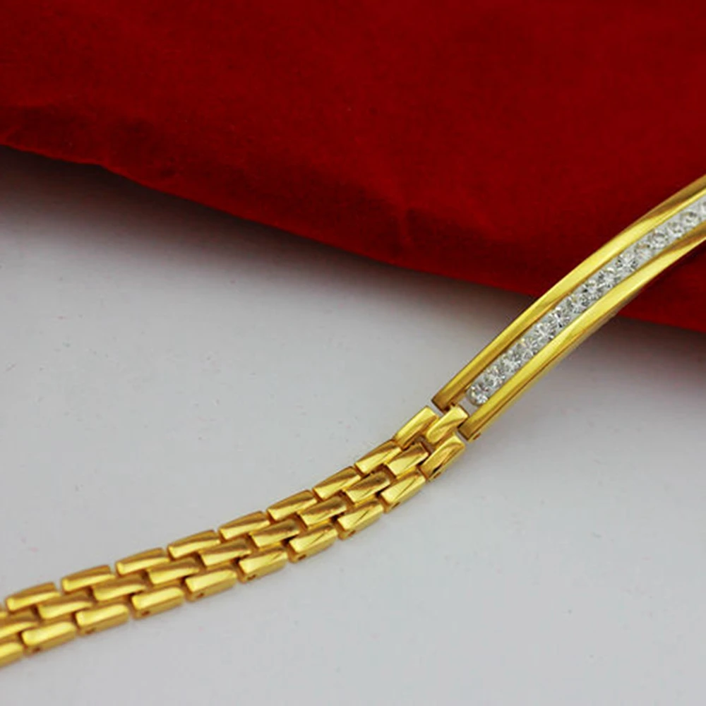 Цепочка на запястье с желтым золотым наполнением для женщин и мужчин аксессуары