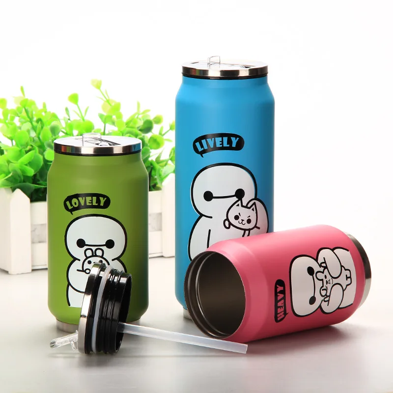 Милый мультфильм мой бутылка для воды соломенные банки из Нержавеющей Стали
