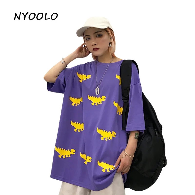 NYOOLO Harajuku стильная футболка с принтом динозавра летняя Уличная Повседневная