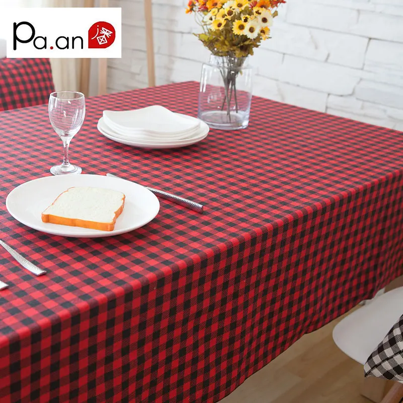 Европейский стиль красный плед лен хлопок пылеотталкивающая скатерть скатерти