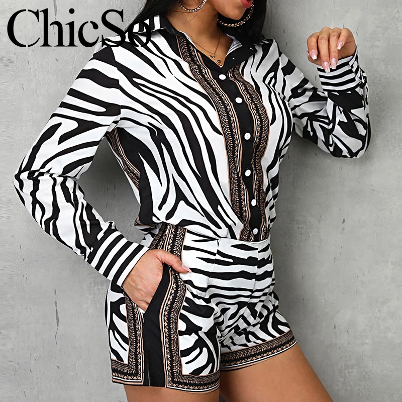 Женский костюм двойка MissyChilli черный короткий комбинезон с карманами и принтом в