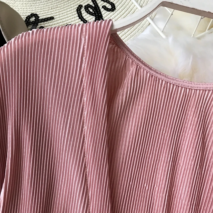 ALPHALMODA, весна-лето, плиссированные шифоновые блузки с v-образным вырезом, галстук-бабочка, пояс, рукав-фонарик, Женская однотонная модная одежда
