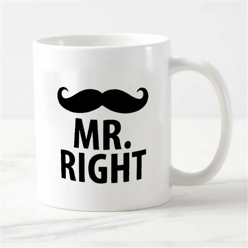 

Funny Mr Mrs Coffee Discoloration Mug Set Novelty Mr Right Mrs Always Right Couple Mugs Cup Moustache Lip Humor Anniversary Wedd