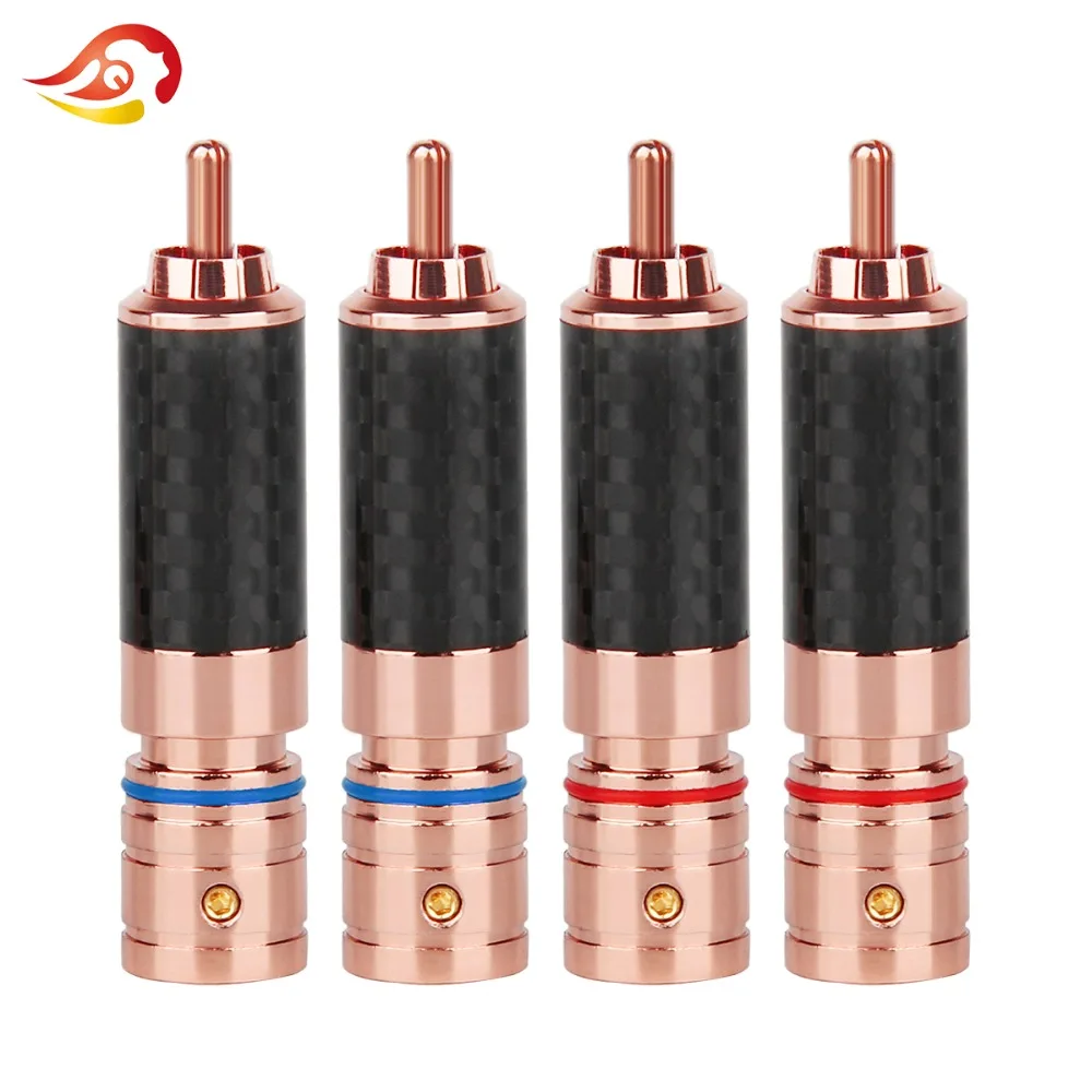 QYFANG Audiophile Eutectic углеродное волокно позолоченный динамик RCA штекер DIY припой разъем для сращивания проводов адаптер аудио разъем