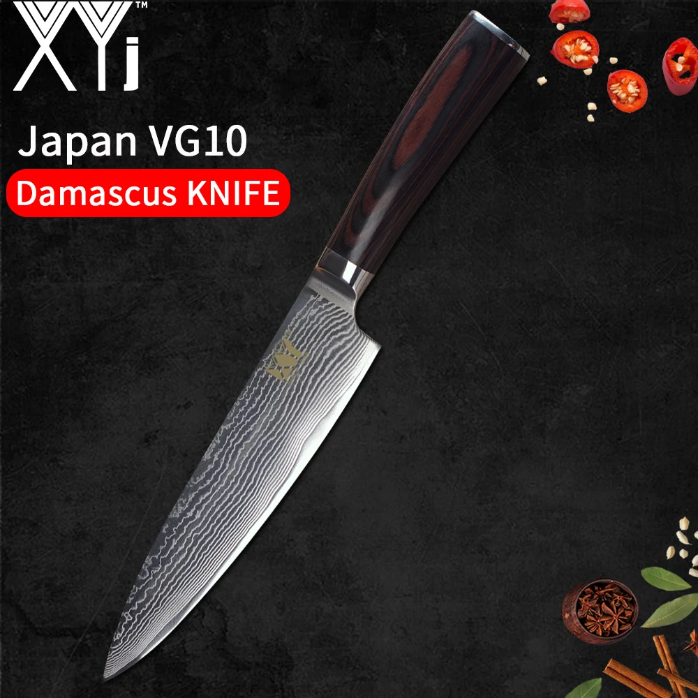 XYj VG10 Core 67 Слои Дамаск Сталь Ножи набор фруктов универсальный нож Santoku разделочные