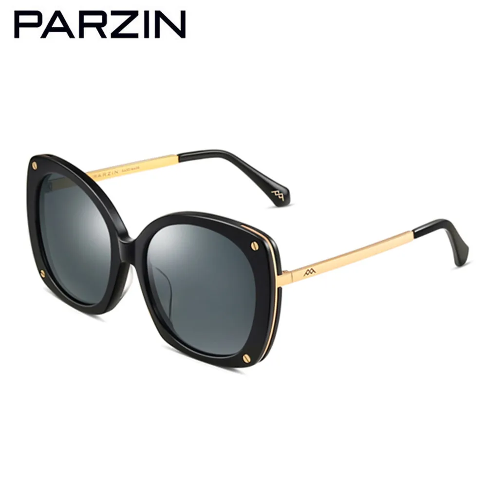 

PARZIN Polarized Sunglasses Women Vintage Female Sun Glasses Lens Ladies Driving Glasses Shades Black With Packing Box 9760