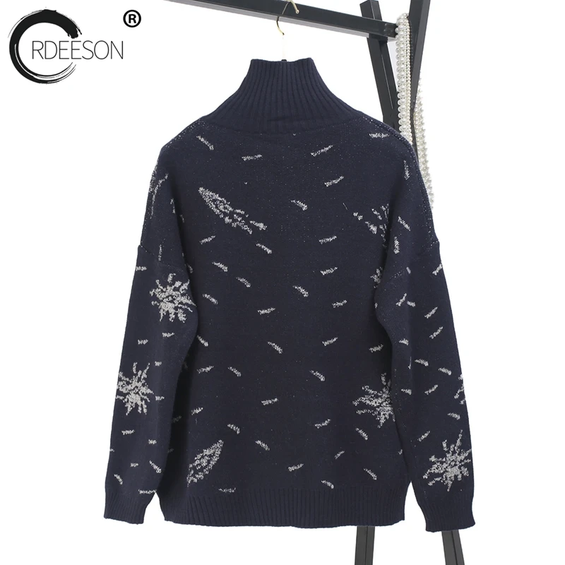 ORDEESON Cashmere Galaxy Gold Line Turtleneck Fall 2017 Fashion Winter Women Sweaters and Pullovers Jumper Knitted Sweater Brand | Женская