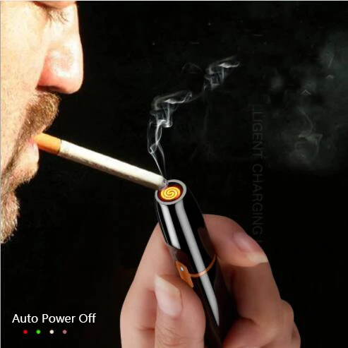 USB зажигалка с электрической зарядкой бесшумная вольфрамовая тонкая модель