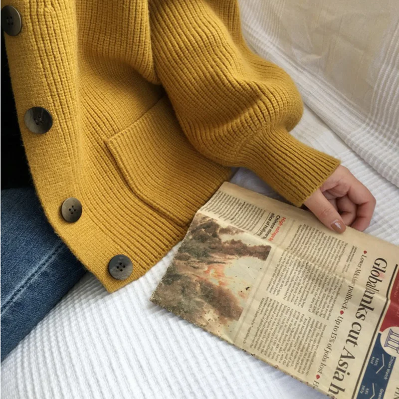 2019 Autumn Women Cardigans Sweater Casual Long Sleeve Single-breasted Knitted Cardigan Winter Thick Loose Solid Outwear |