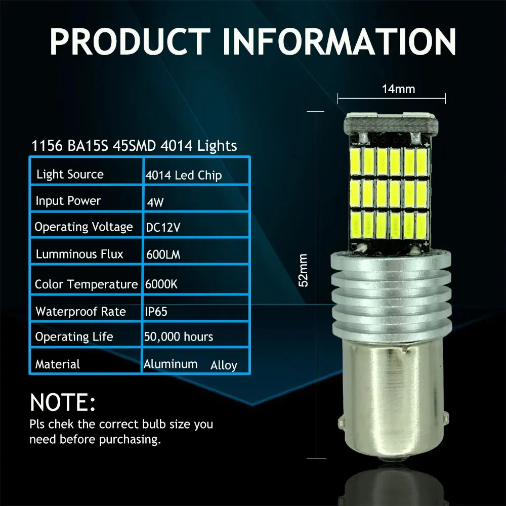 1157 светодисветодиодный P21/5 Вт BAY15D P21W 1156 BA15S светодиодный ная лампа 4014 45SMD