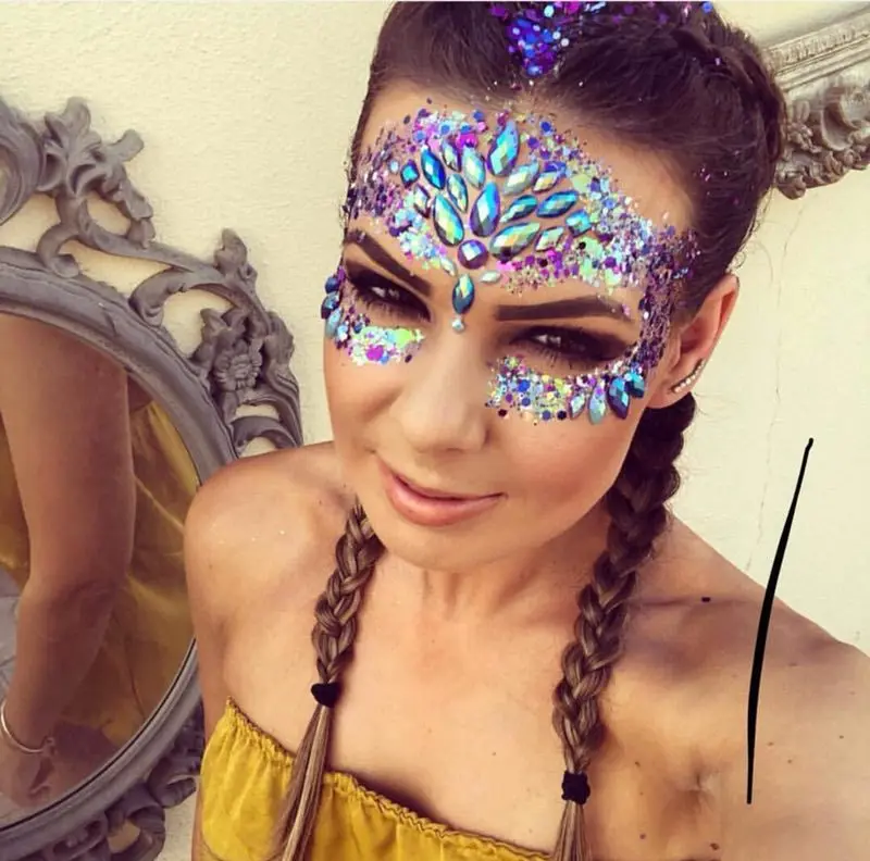 women Temporary Rhinestone Glitter Tattoo Stickers Face Jewels nightclub Party Makeup Flash Beauty Makeup Tools Body Jewels
