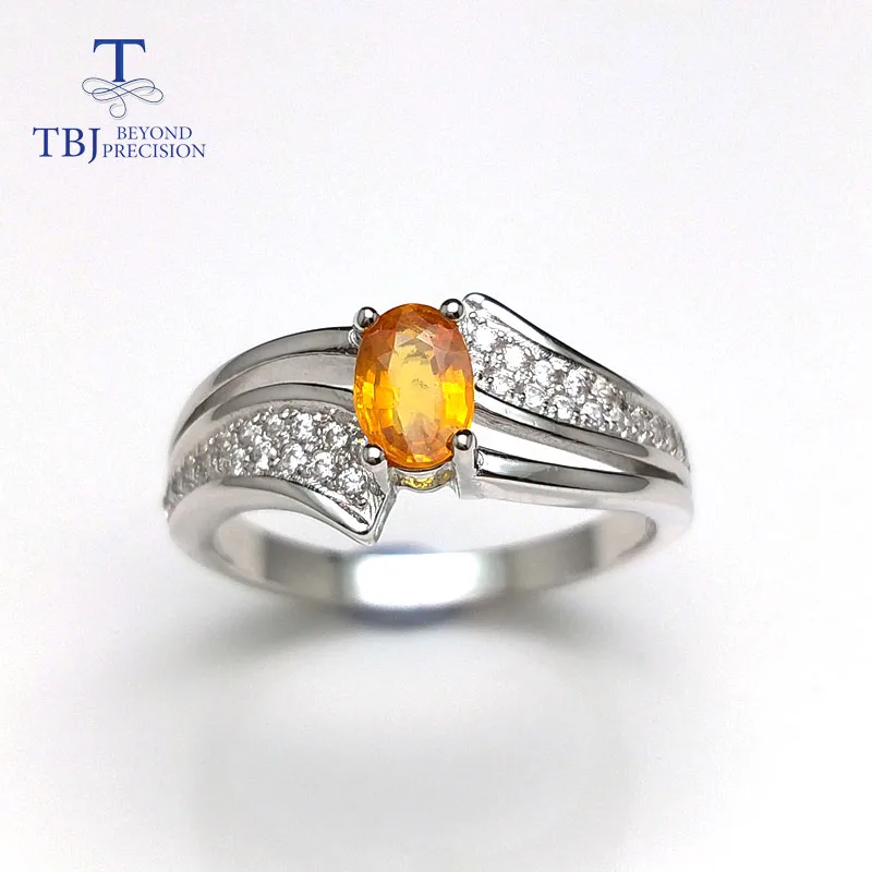 TBJ натуральный желтый сапфир овальной огранки 4*6 мм 0.5ct кольцо с драгоценными