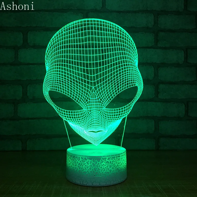 Инопланетянин 3D Акриловый светодиодный ночник сенсорный 7 цветов меняющийся