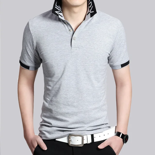 Light Gray Новая летняя рубашка поло для мужчин однотонные с коротким рукавом, тонкая дышащая рубашка, повседневная мужская одежда, топы, футболки, большие размеры 5XL - Цвет: Light Gray