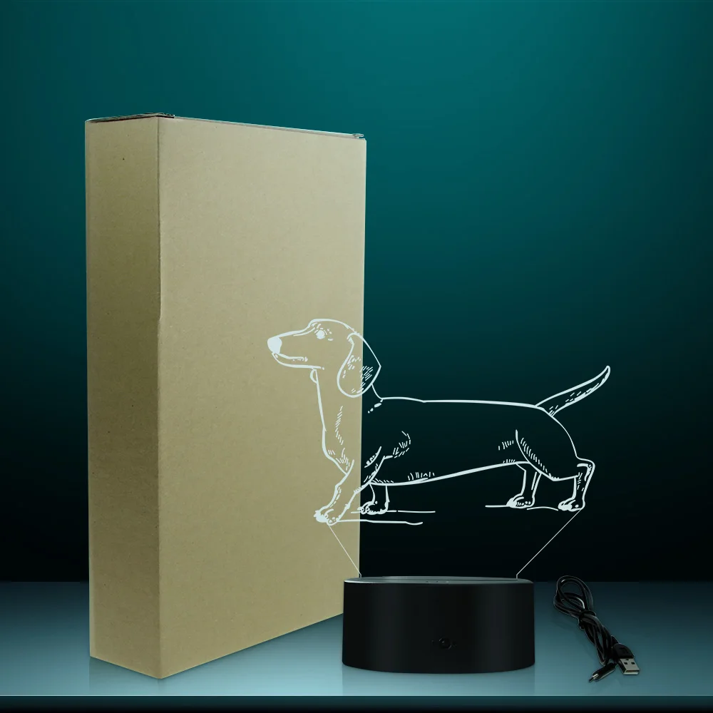 3d светильник такса для собак колбасы светодиодный ночник с оптической иллюзией 3D