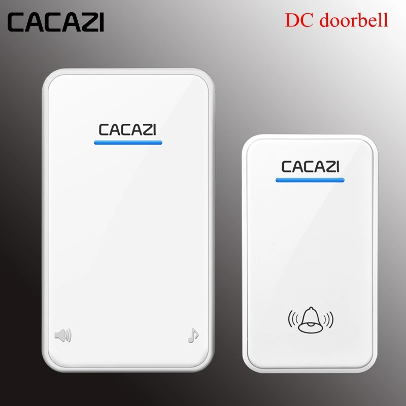 White-1x1 Беспроводной дверной звонок CACAZI, работающий от аккумулятора постоянного тока, водонепроницаемый, 1 кнопка, 1 приемник, светодиодный светильник, домашний беспроводной дверной звонок, 48 колокольчиков, 6 громкости - Цвет: White-1x1