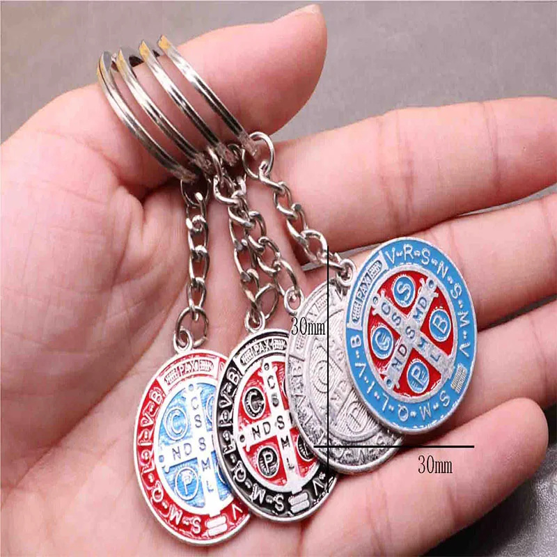 Religious Key Chain Round Saint Benedict Medal Cross Jewelry Christmas Gift | Украшения и аксессуары