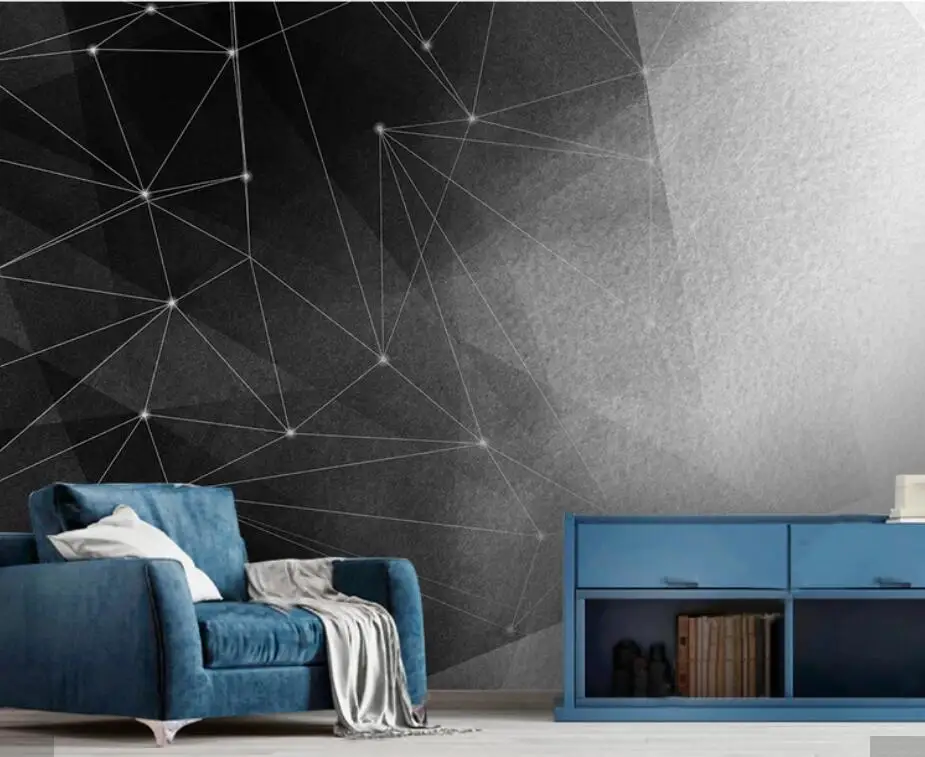 Black White Abstract Geometric Wall Photo Murals Wallpaper Art Decal Printed Paper Roll 3d | Обустройство дома