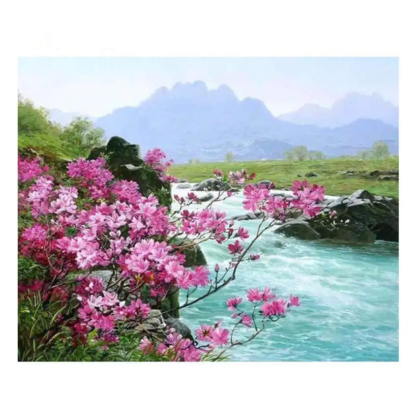 river Painting 7 Акриловые краски цвета, Рисунок Краски для украшения гостиной, сексуальная женщина, Diy масляные краски ing по номерам - Цвет: river Painting 7