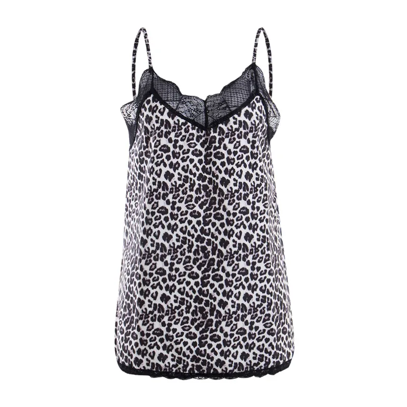 Женский леопардовый Свободный Летний кружевной топ без рукавов debardeur femme женская