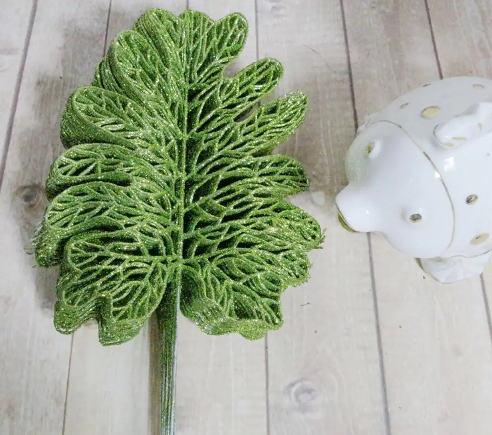 20pcs Artificial Glitter Powder Money Tree Leaf Branch For Flower Arrangement Accessories Home Wedding Garden Decoration | Дом и сад