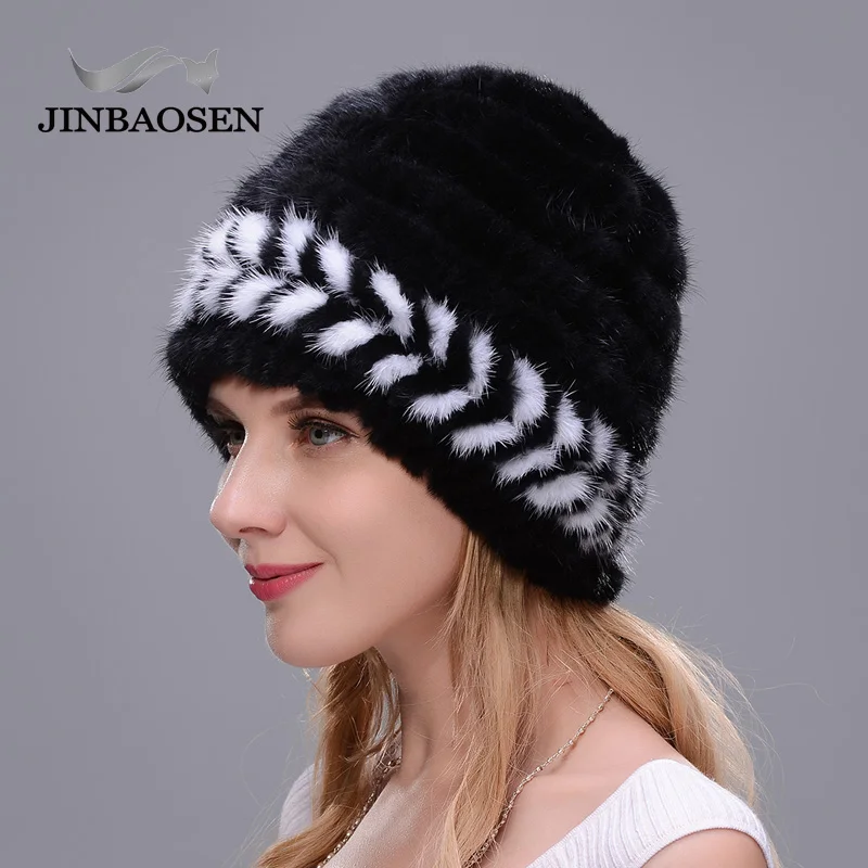 JINBAOSEN женская зимняя Толстая теплая шапка из натурального меха норки шапки для