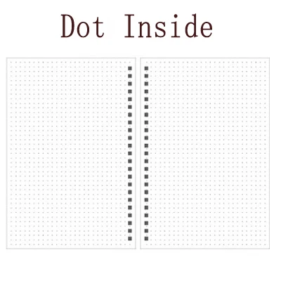 Dot Inside Цветной/прозрачный полипропиленовый материал, серебряная Обложка, двойная спираль, кольцо, спираль, блокнот, бумага A5, B5, в горошек, пустая сетка, внутри, бумажный блокнот - Цвет: Dot Inside