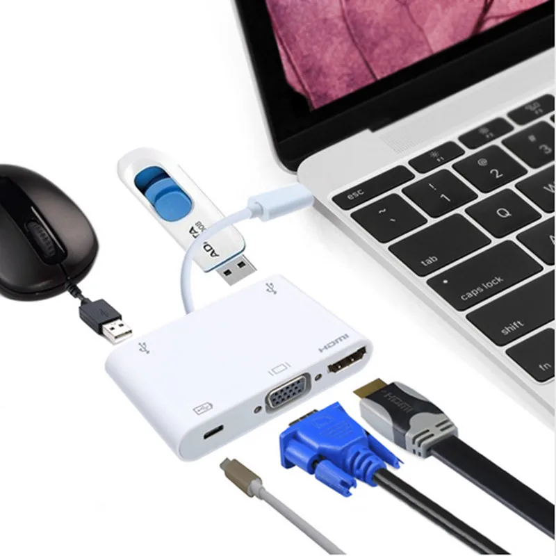 USB 3 1 C Type к HDMI цифровой AV & VGA OTG Женский адаптер зарядного устройства для нового Mac
