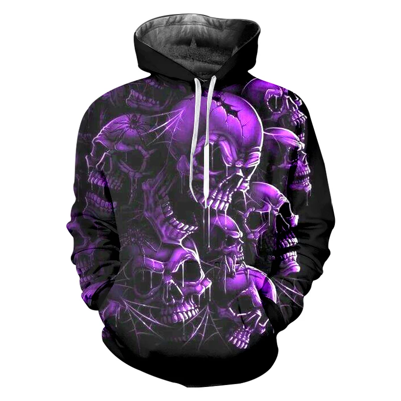 Толстовка UJWI Evil Мужская с 3d принтом фиолетовая черепом|Мужские толстовки и