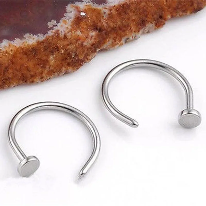 Унисекс C Форма Открытый обруч кольцо для носа из нержавеющей стали серьги