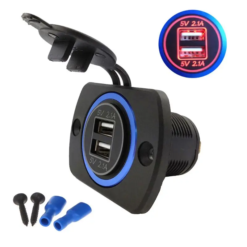 DIY 12V 24V Dual USB Автомобильное зарядное устройство адаптер питания панель 5V 2.1A для