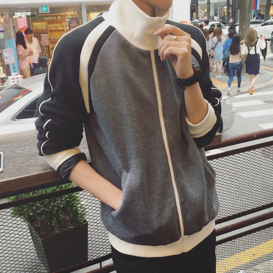 Рок мужская повседневная куртка с высоким воротником бомбер в стиле панк для