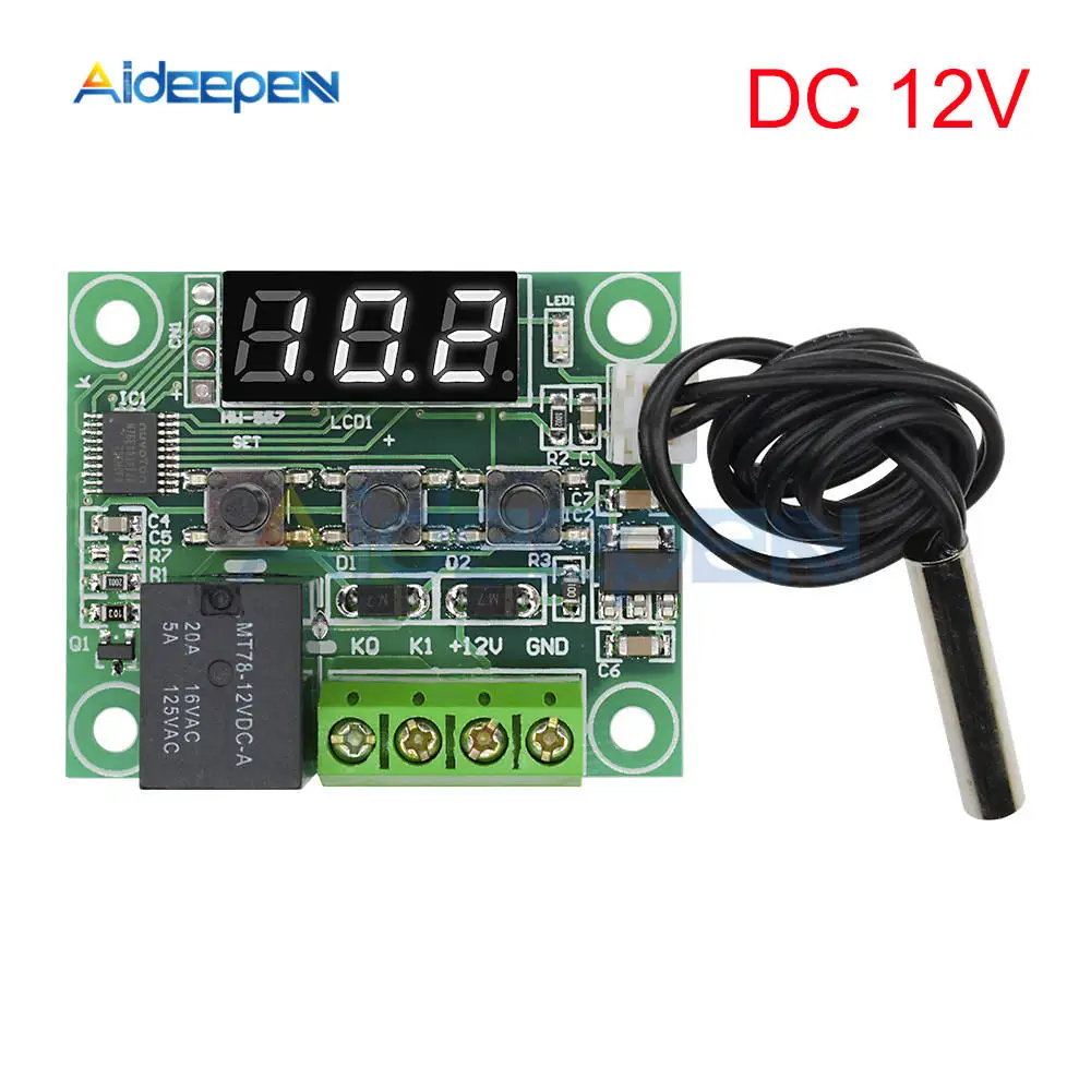 W1209 DC 12 В AC 110-220 В термостат регулятор температуры инкубационный переключатель температура отопления охлаждения термомодуль красный синий зеленый белый - Цвет: DC 12V White
