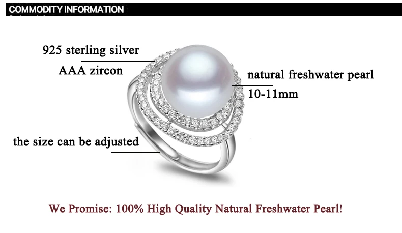 Zhboruini Ювелирные изделия из жемчуга серебра двухэтажные Pearl Ring натурального