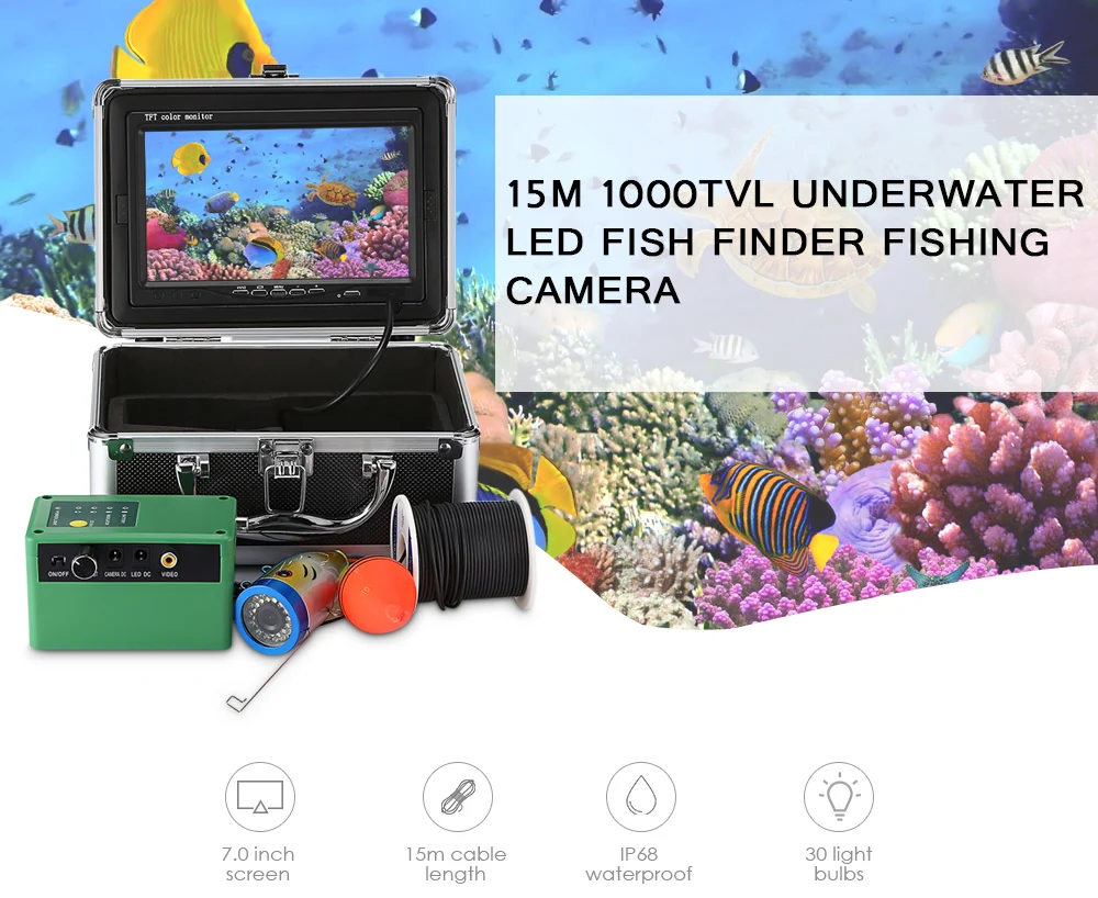 Оригинальная 15 М HD 1000TVL Рыбацкая видеокамера 7 &quotдюймовый подводный рыболокатор