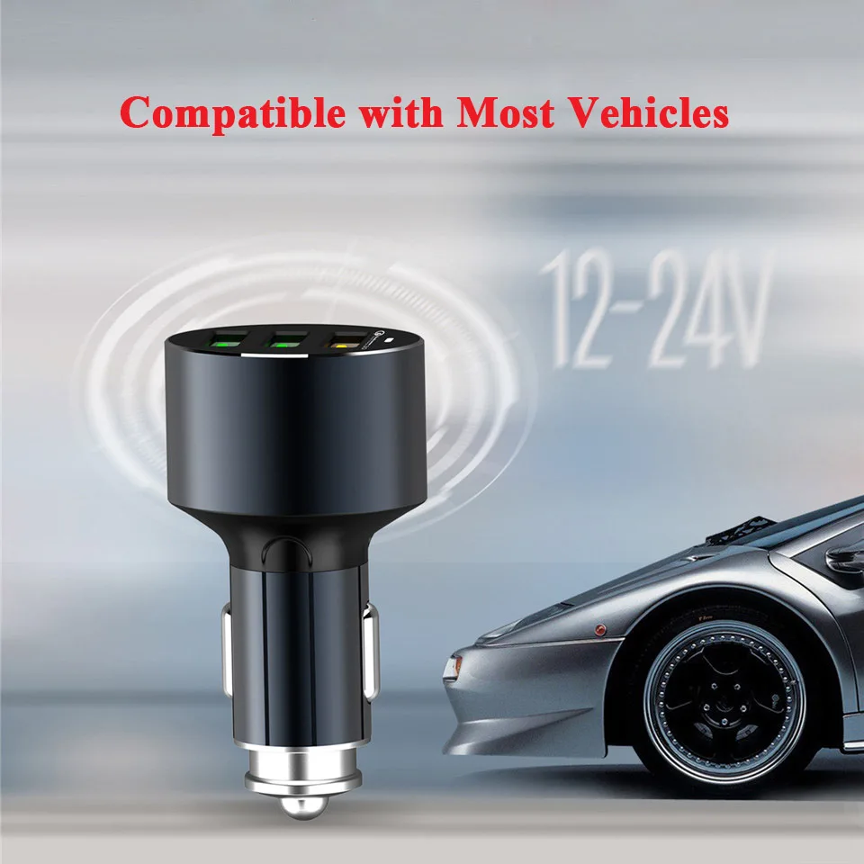 3 несколько портов USB Автомобильное зарядное устройство QC3.0 Металл мульти автомобиль USB зарядное устройство Быстрая зарядка 3,0 Автомобильное быстрое зарядное устройство смартфон