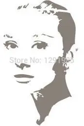 Молодые Одри Хепберн Силуэт виниловые настенные наклейки художественная