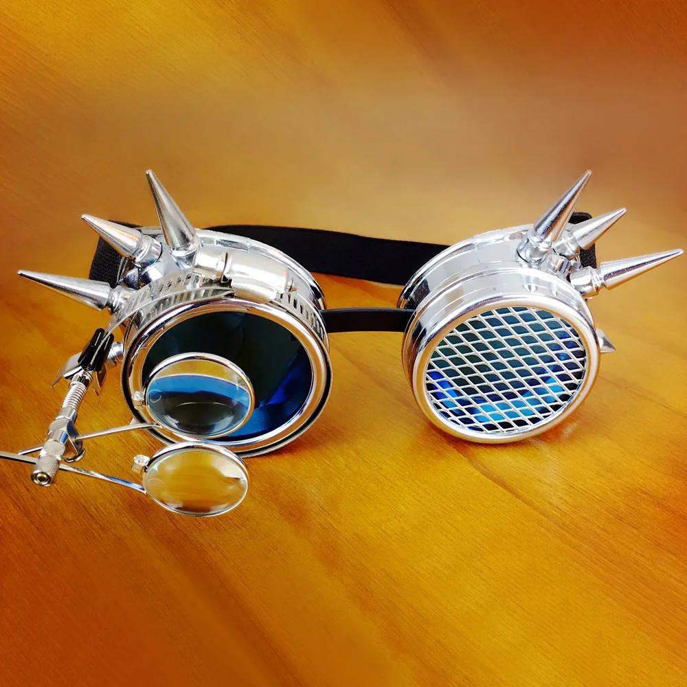 Женские и мужские очки в стиле панк с металлическими заклепками готические