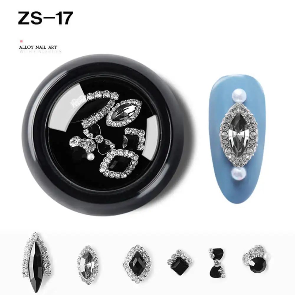 ZS-17 1 упаковка, Рождественский 3d дизайн, Стразы для ногтей, хрустальные металлические шпильки, Ювелирное кольцо для ногтей, корона, бант, маникюр, сделай сам, украшение для ногтей - Цвет: ZS-17