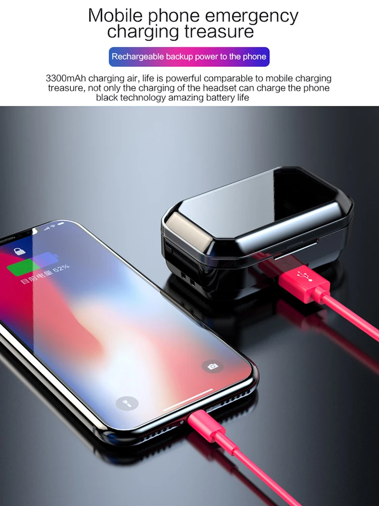 TWS Bluetooth 5 0 наушники с цифровым дисплеем 9D стерео bluetooth гарнитура 3300MA светодиодный