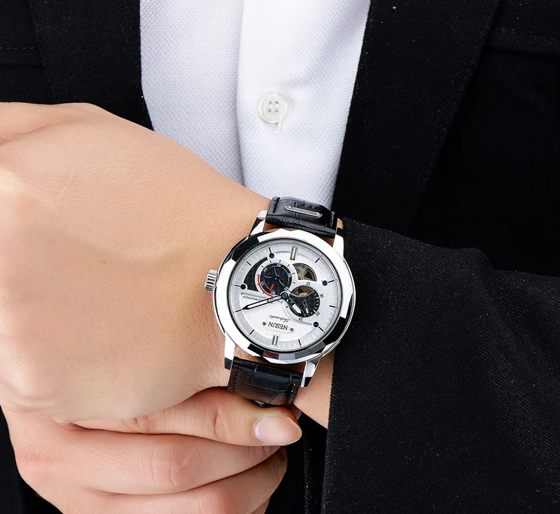 Швейцарские Топ люксовый бренд NESUN Skeleton Tourbillon часы для мужчин автоматические мужские часы 100 м водонепроницаемые спортивные часы relogio N9810-3