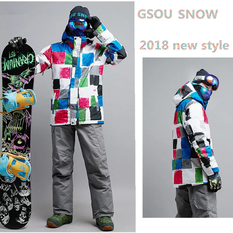 

Gsou Snow Ski Suit Men's Suit Winter Outdoor Windproof Waterproof And Warm Thickening Snowboard Ski Pants Set