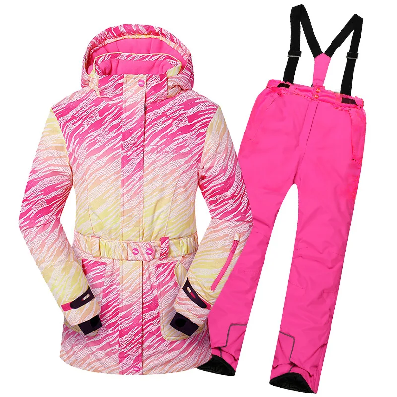 2019 Winter Girls Skiing Sets Jackets Overalls Outdoor Children Snow Suits Waterproof Snowboard Kids Sports Clothes |
