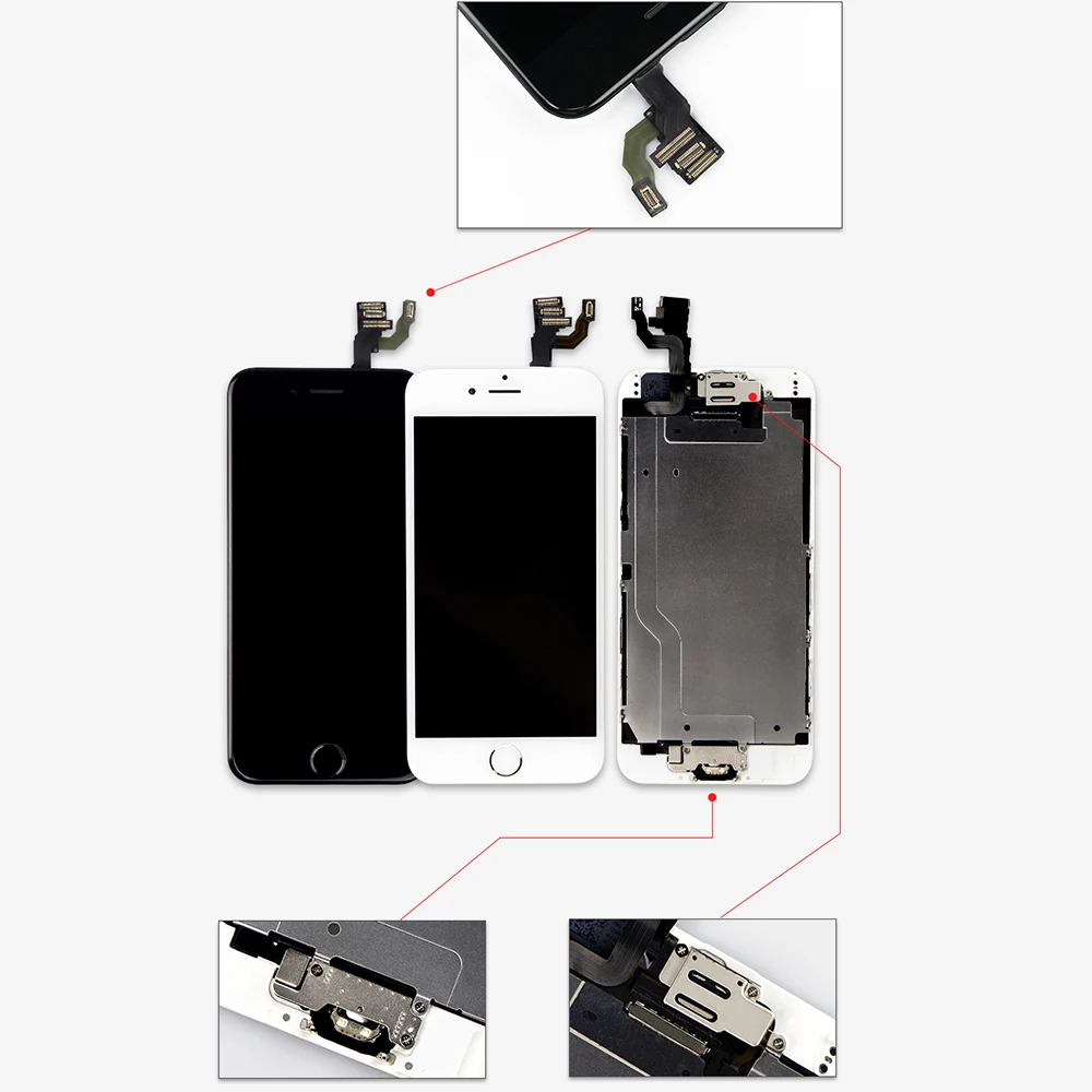 Для iPhone 6 6g 6s plus, ЖК-дисплей, сенсорный экран, дигитайзер, полная сборка, Замена+ фронтальная камера+ ушной экран+ кнопка Home+ подарки