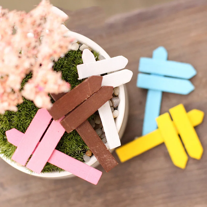 5PCS/Set DIY Microlandschaft Random Color Wooden MINI Graden Signpost Landscaping Accessories Fence Home Decorations | Дом и сад