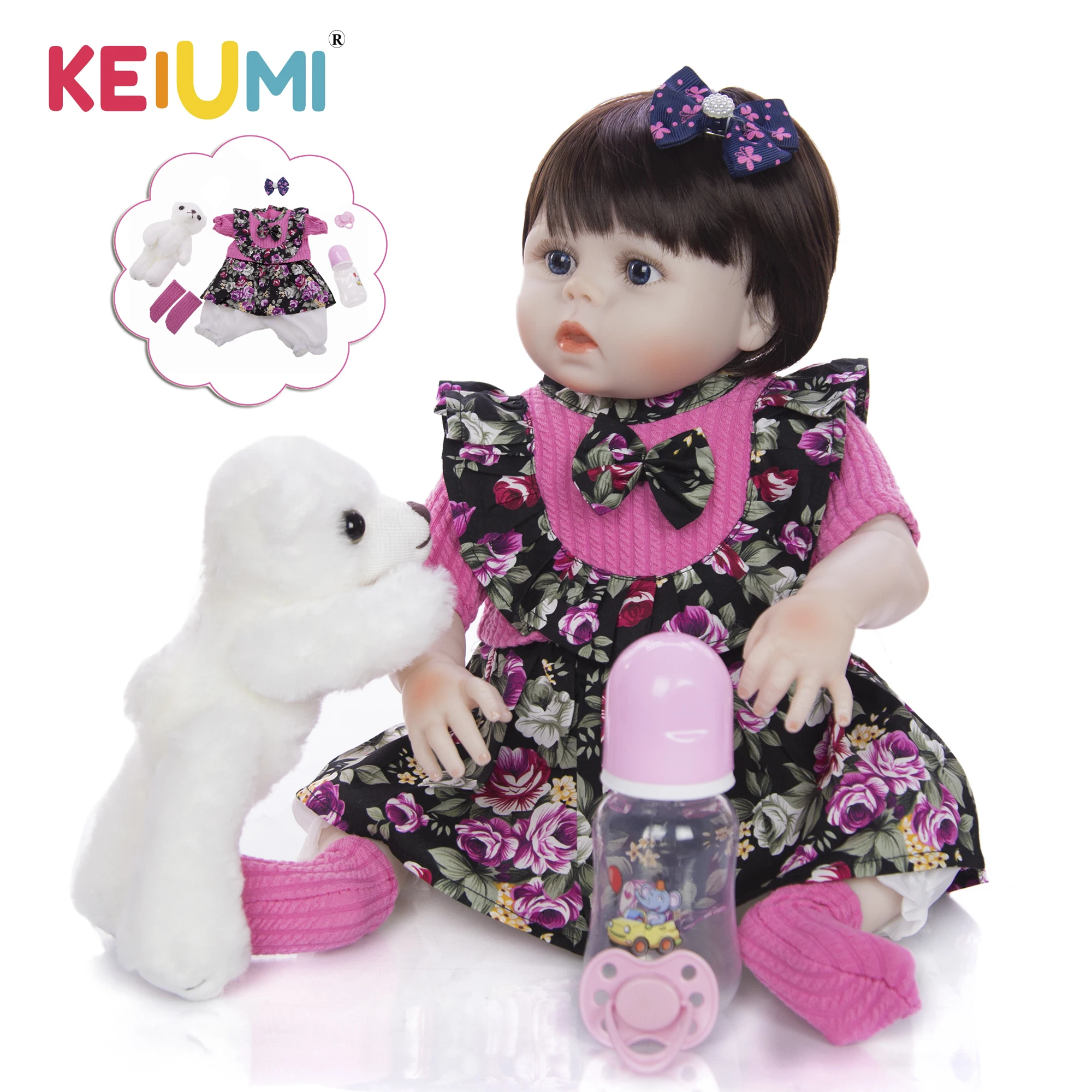 KEIUMI живой 19 ''Reborn Menina Boneca полный винил тело реалистичный силикон новорожденные
