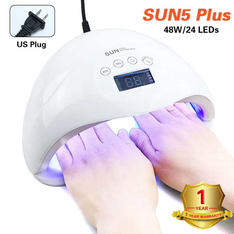 SUN5plus-us УФ лампа 48 Вт Ламповые ленты для SUN5 плюс SUNUV лампа Led сухой ногтей ЖК-дисплей Дисплей дно 30/60/99S таймер Лаки быстрое высыхание машина UV - Цвет: SUN5plus-us